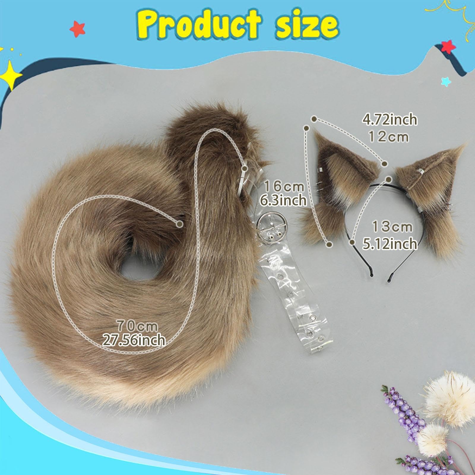 Ensemble Oreilles et Queue D'écureuil, Déguisement Animal pour Fêtes, Mascarades,