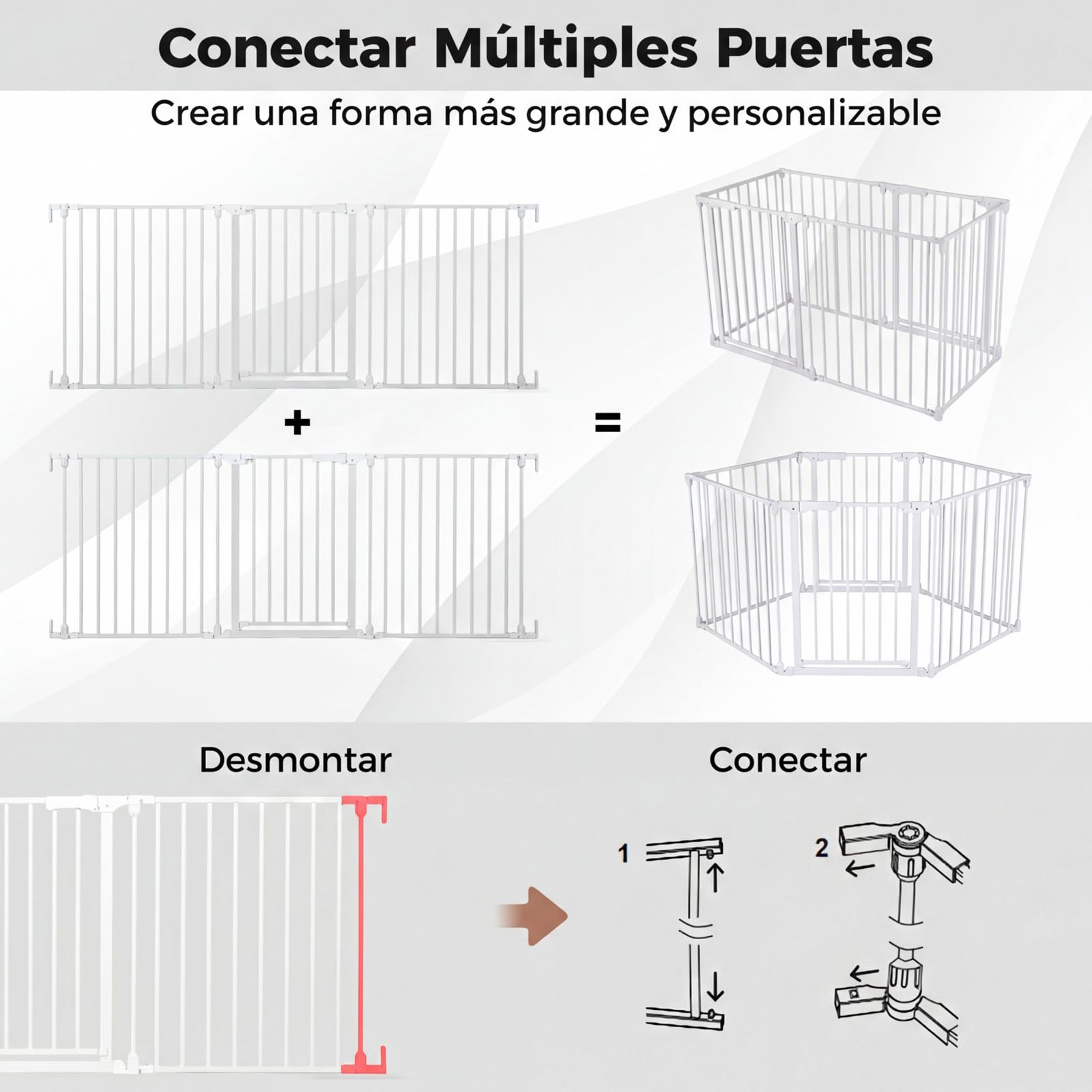 COSTWAY Barrera de Seguridad para Niños, 74,5-198 x 74,5 cm, Valla de Seguridad de 3 Paneles con Doble Bloqueo, Apertura en Dos Direcciones, Puerta Escalera de Metal para Bebés y Perros (Blanco)