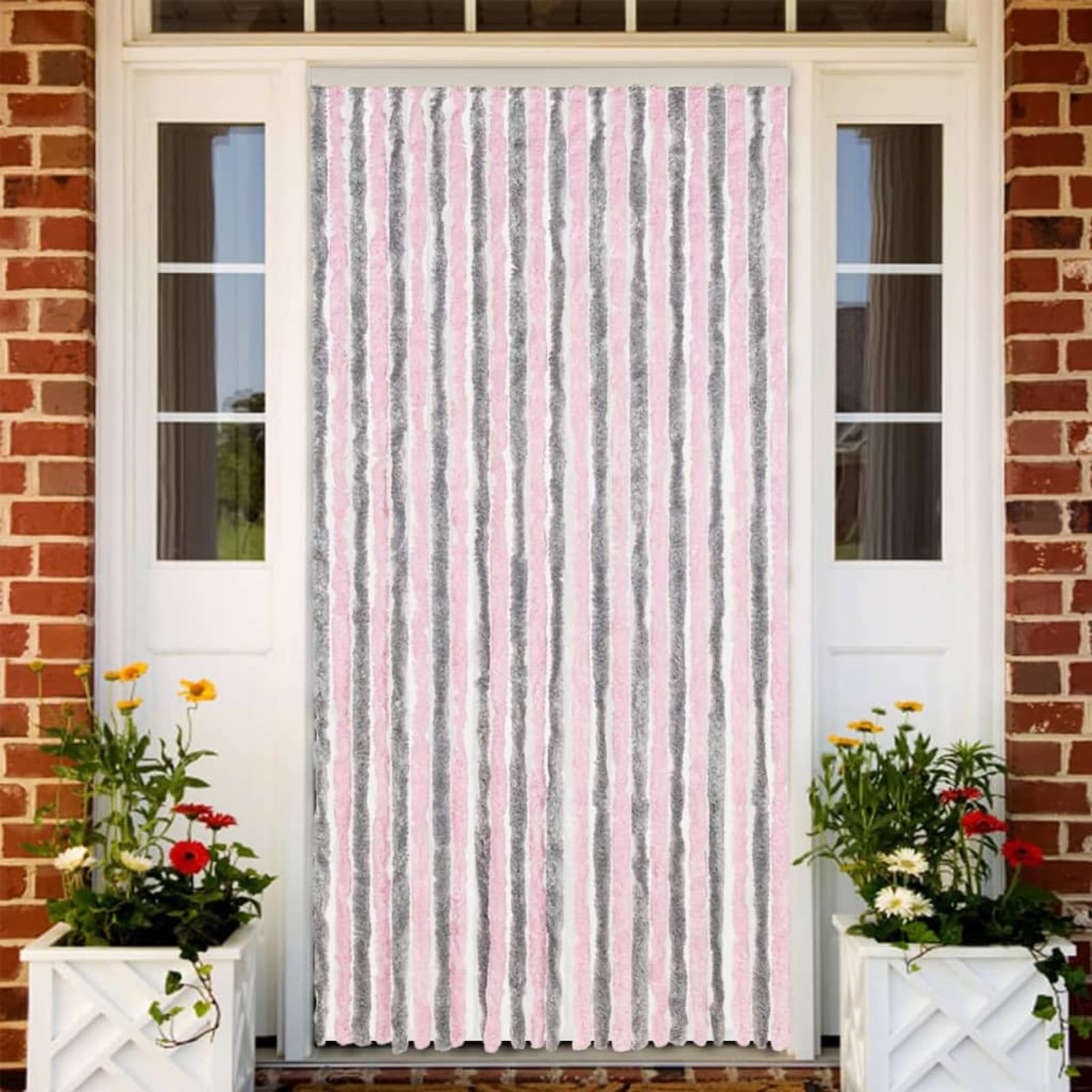 Tenda Antimosche Grigio Argento e Rosa 100x200 cm in Ciniglia,Tenda Antimosche per Finestre e Porte Leggera Resistente all'Acqua Silenziosa Zanzariera Antiisetti-377364