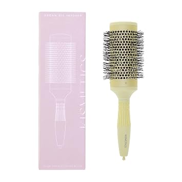 Large Round Brush for Blow Drying Ceramic Ion Vented Barrel Volumizing Blowout Brush for Root Lift & Frizz-Free Shine Curling & Straightening 2.1" 53mm Olive Green