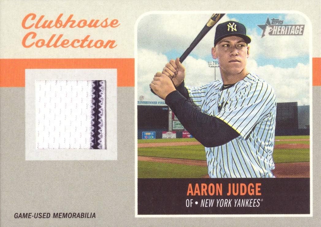 2019 Topps Heritage Clubhouse Collection Relics #CCR-AJ Aaron Judge Game Worn Yankees Jersey Baseball Card w/Pinstripe