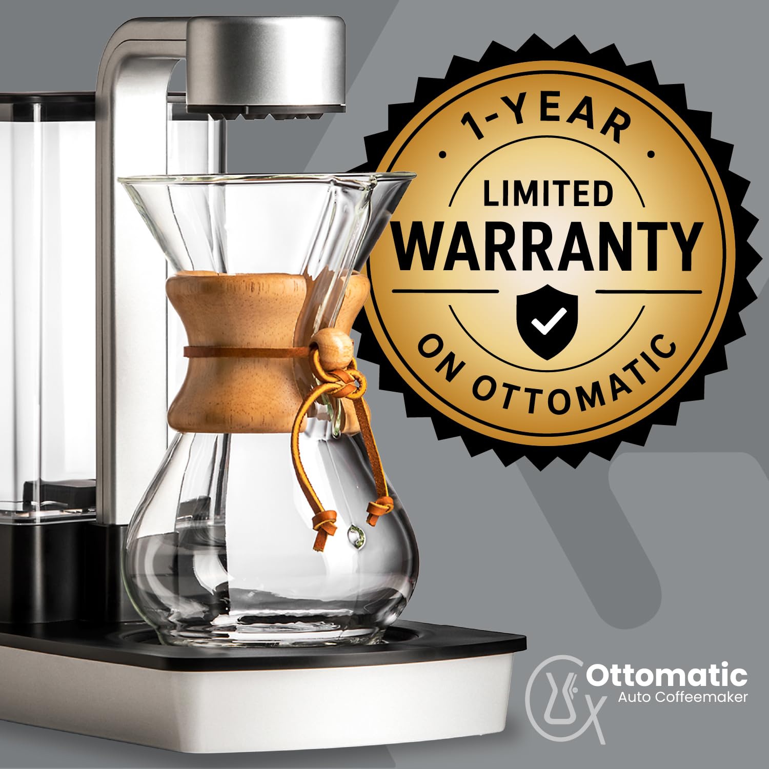 Chemex Ottomatic Automatic Coffee Maker Set, 40 oz, Includes 6 Cup Carafe | Automatic Pour Over Brewer, Hot and Iced Coffee, Complete Set, Limited 1-Year Warranty