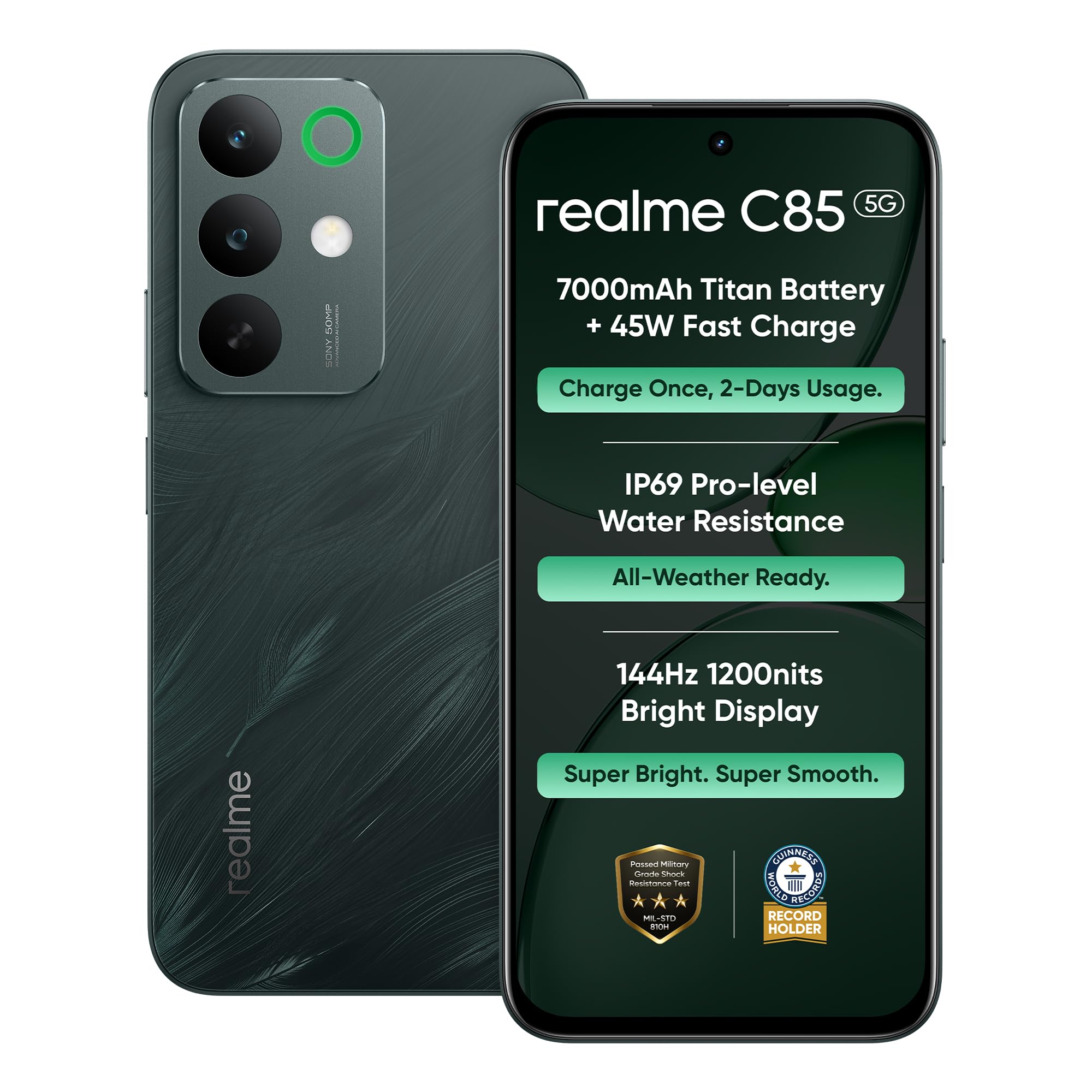 realme C85 5G 6+128GB Green 7000mAh - Image 1