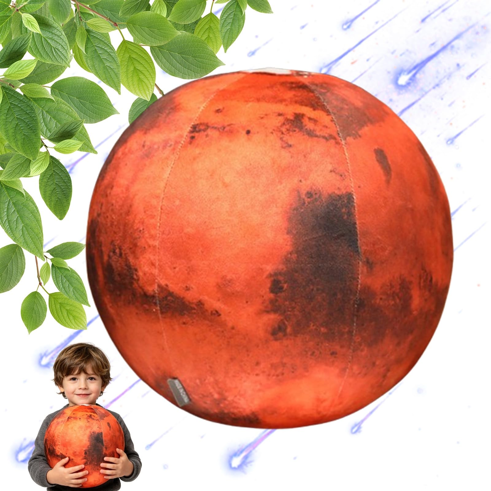 ZBELLO Plush Toy Earth, Sun, Moon, Mars Plush Stuffed Doll Cushion, Space Theme Decorative Pillow, for Living Room Sofa Decoration, Educational Cushion, Birthday Gifts (17cm,Mars)