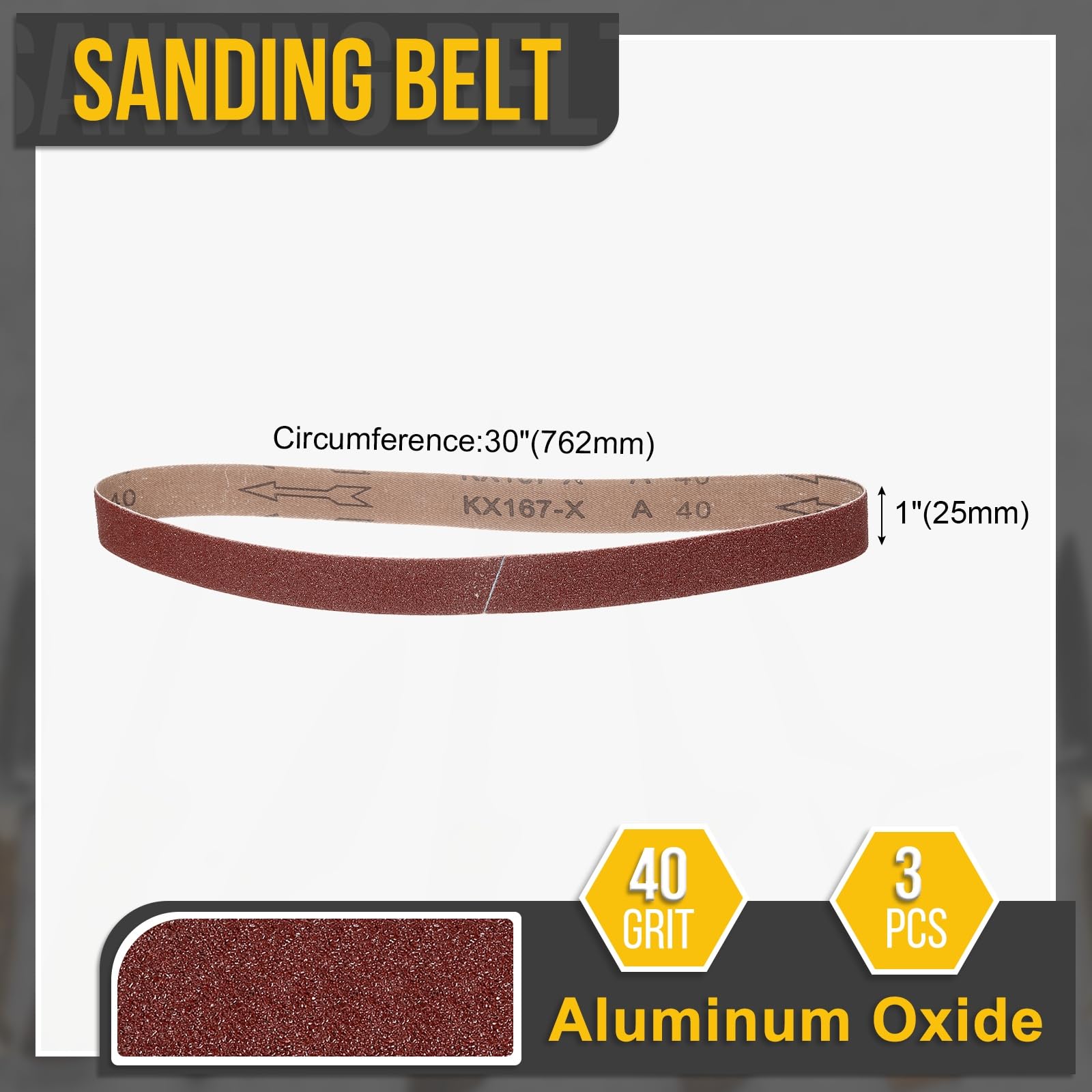 25mm x 762mm Nastro Levigatura, 3 Pz 40 Grana Cinture Affilatrici Per Affilatura Lavoro Per Smerigliatrice A Nastro Utensile Intagli Lavorazione Metalli