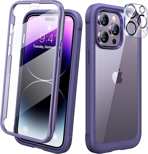 Diaclara Designed for iPhone 14 Pro Max Case 6.7’’, Full Body Rugged Case w/Built-in Touch Sensitive Anti-Scratch Screen Protector+2 Pack...