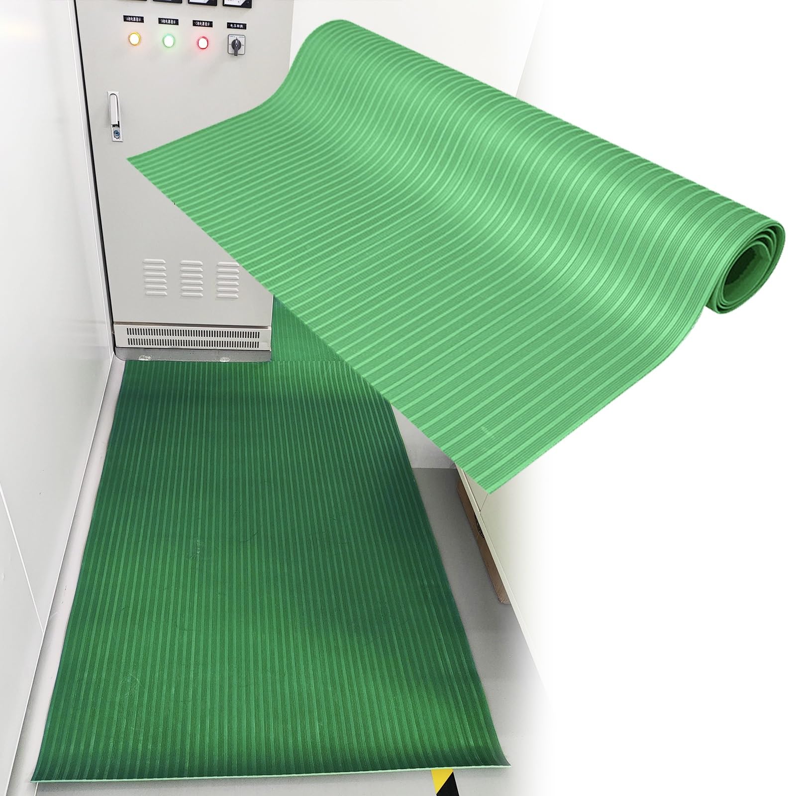 Tapis caoutchouc 6 KV vert de 3,5 m pour habiller le sol d'un atelier