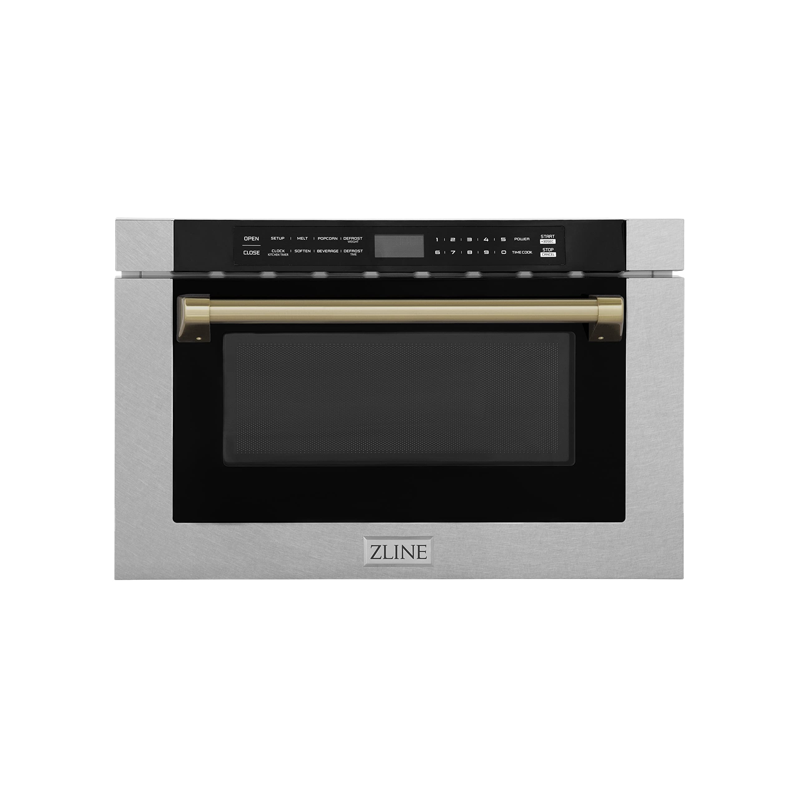 ZLINE Autograph Edition 24 1 2 cu ft Built-in Microwave Drawer with a Traditional Handle in Fingerprint Resistant