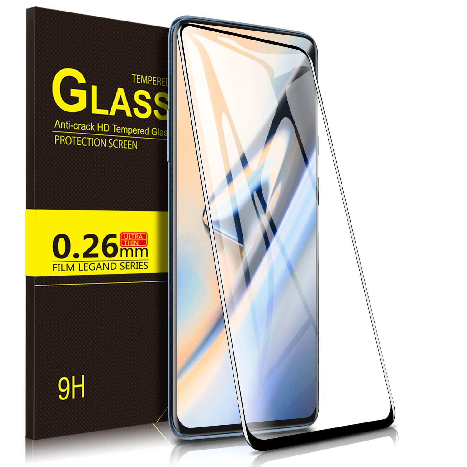 Eltd For Oneplus 7T Pro Screen Protector, 9H Hardness Hd Clear Easy & Bubble Free Installation Tempered Glass Protector Designed Smartphone (Black)