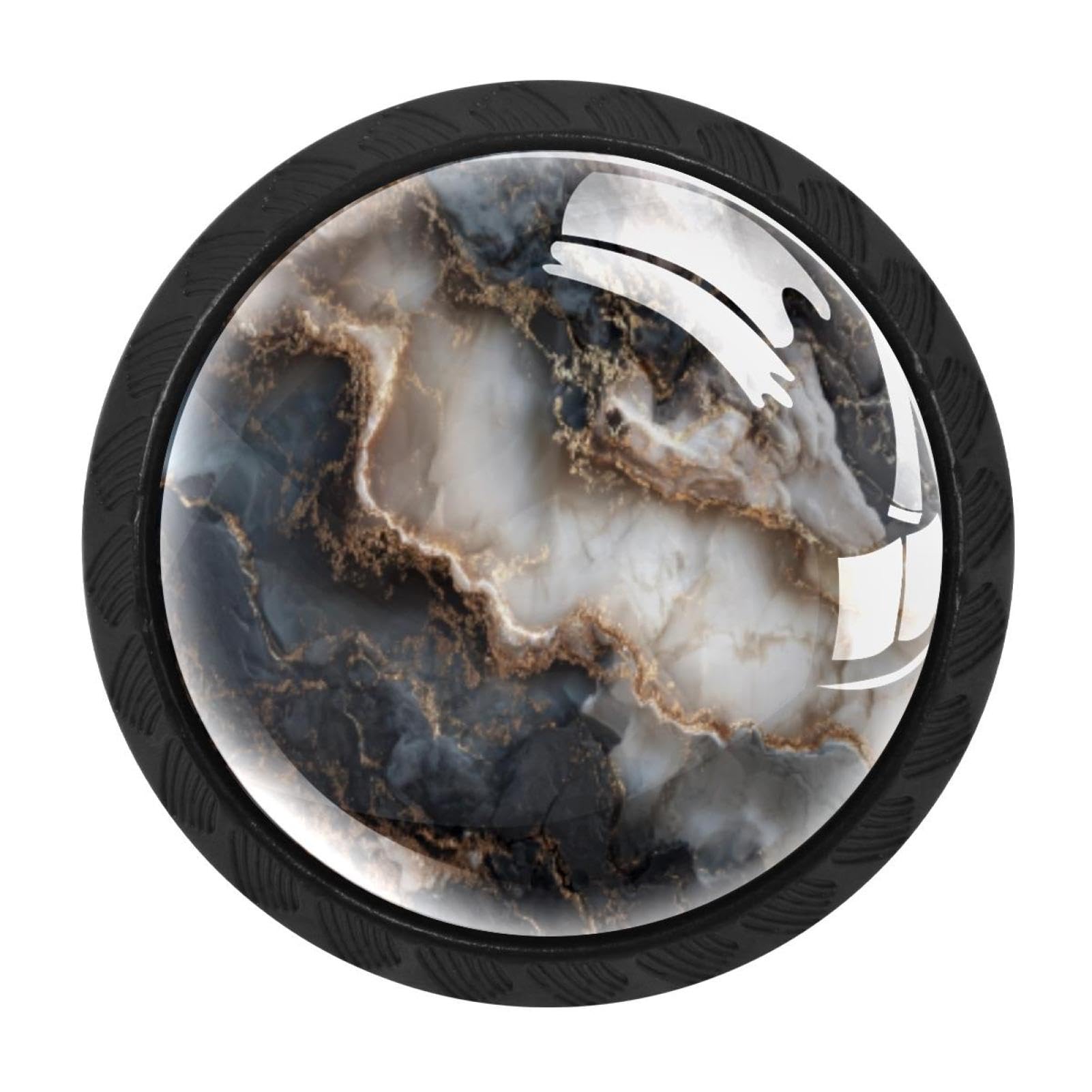 CHENZZZZ Marble Texture (1) Drawer Knobs 4 Pack Crystal Dresser Knobs 35mm Glass Cabinet Knobs for Home Office Bathroom