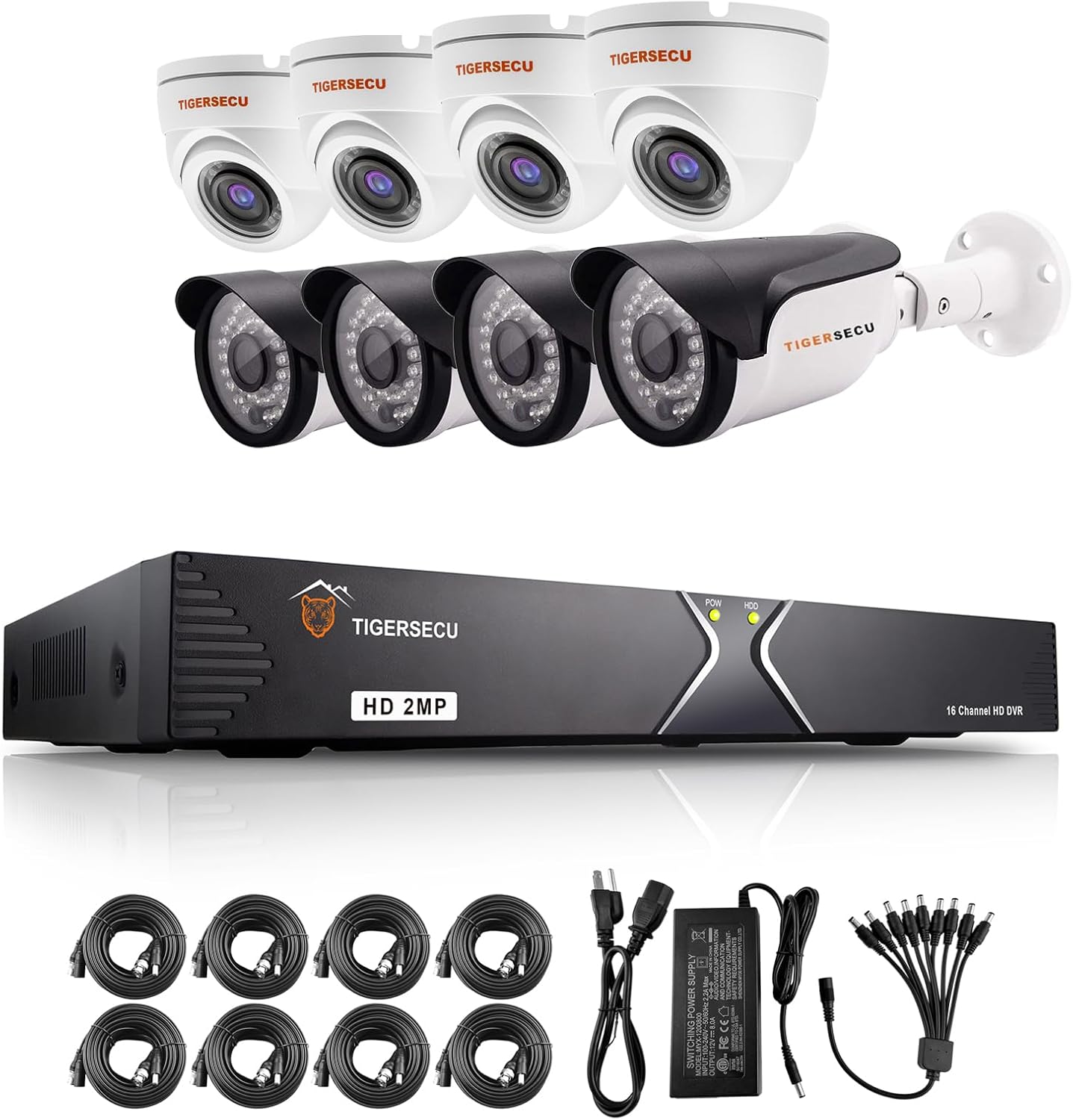 TIGERSECU 1080P 16-Channel 8 Combo Cameras DVR Security Bundle