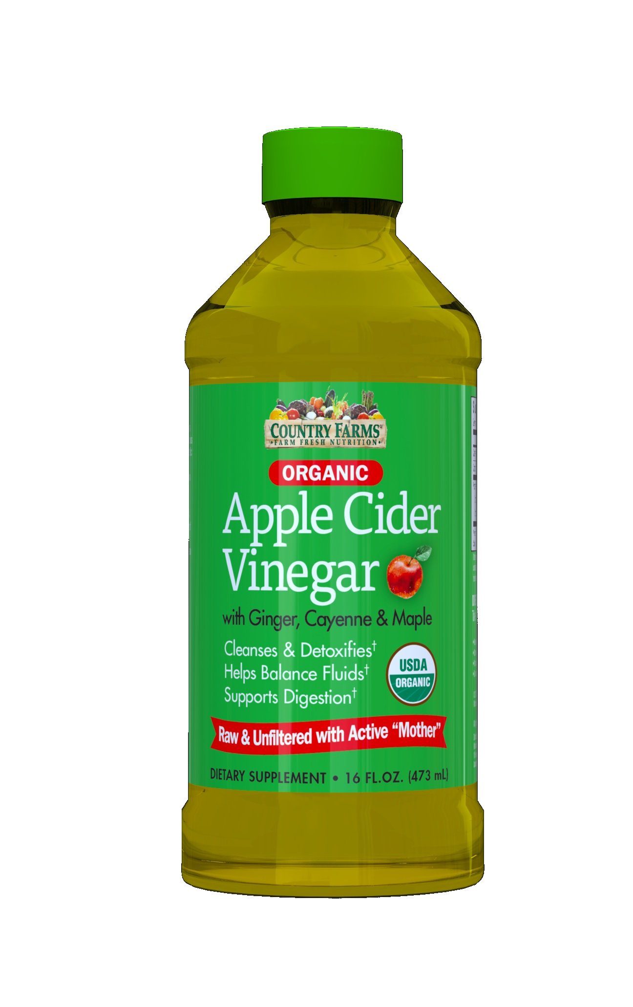 Country Farms Organic Apple Cider Vinegar With Ginger, Cayenne & Maple 16 oz (Pack of 2)