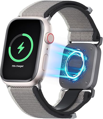 Correa de nailon con cargador de reloj 2 en 1, compatible con Apple Watch Band de 1.496 pulgadas, 1.575 pulgadas, 1.614 pulgadas, para mujeres y