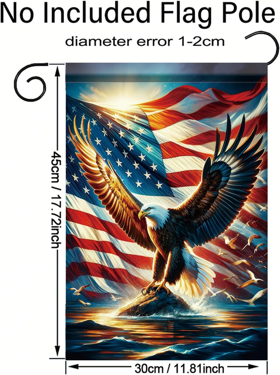 Starlit Patio Patriotic Garden Flag 4th of July Garden Flag American Flag 2x18 Double Sided Bald Eagle Decorative Outdoor Flag for Independence Day Memorial Day Yard Porch Home Decor Seasonal Banner - Image 8