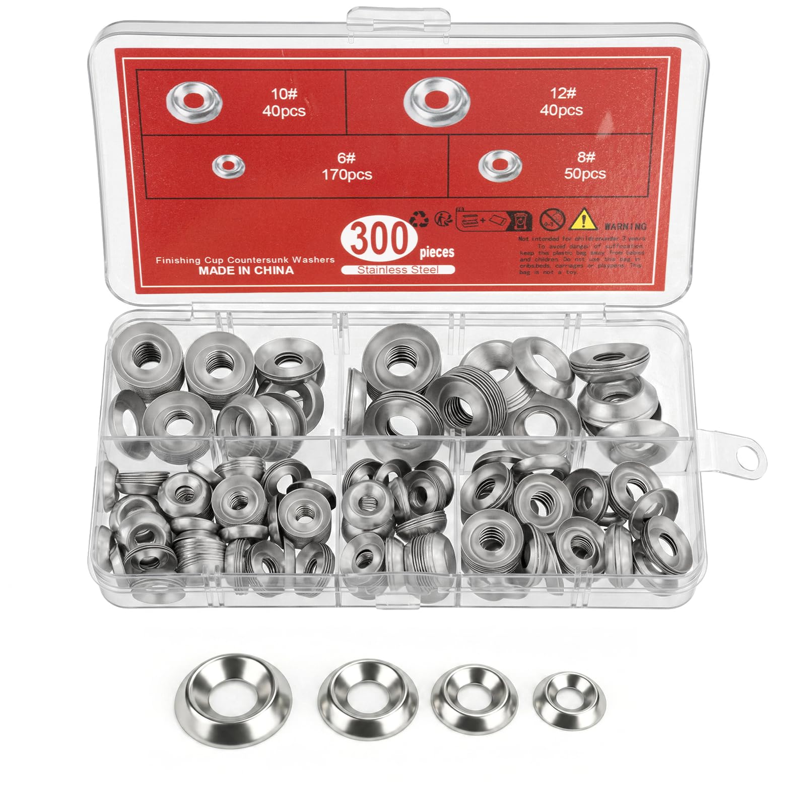 300 Pcs Stainless Steel Washers for Screws, Metal Washers Assorted