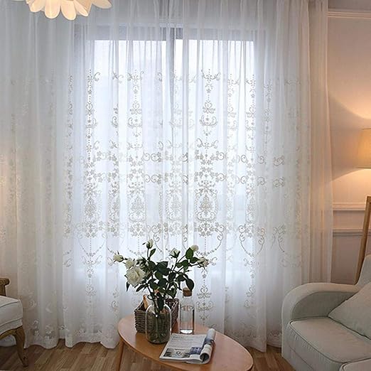 Amazon Leking レースカーテン Uvカット 刺繍 欧州風 外から見えにくい 遮熱 遮光効果 洗える リビング トイレ 子供部屋 ワンルームなど間仕切り 2枚組 レースカーテン オンライン通販