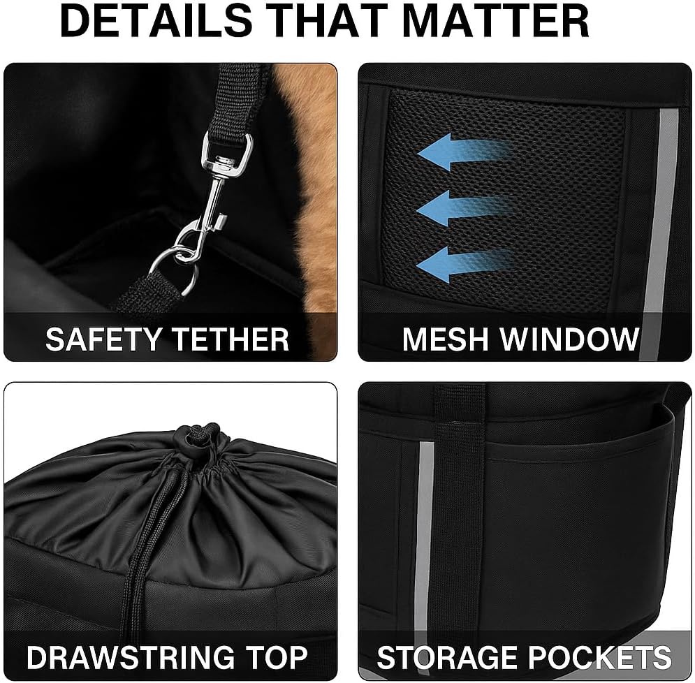 ANZOME Bike Basket, Folding Small Pet Cat Dog Carrier Front Removable Bicycle Handlebar Basket Quick Release Easy Install Detachable Cycling Bag Mountain Picnic Shopping