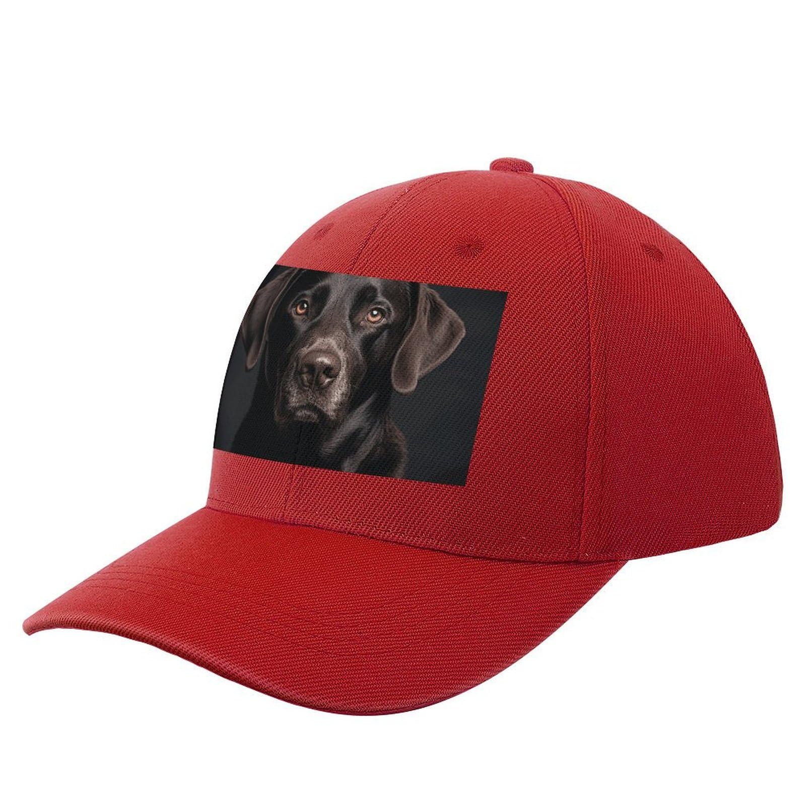 Black Lab Dog Trucker Hat Baseball Cap Men Women Golf Hat Adjustable Fender Hats for Running Fishing Gym, Red-style, One size