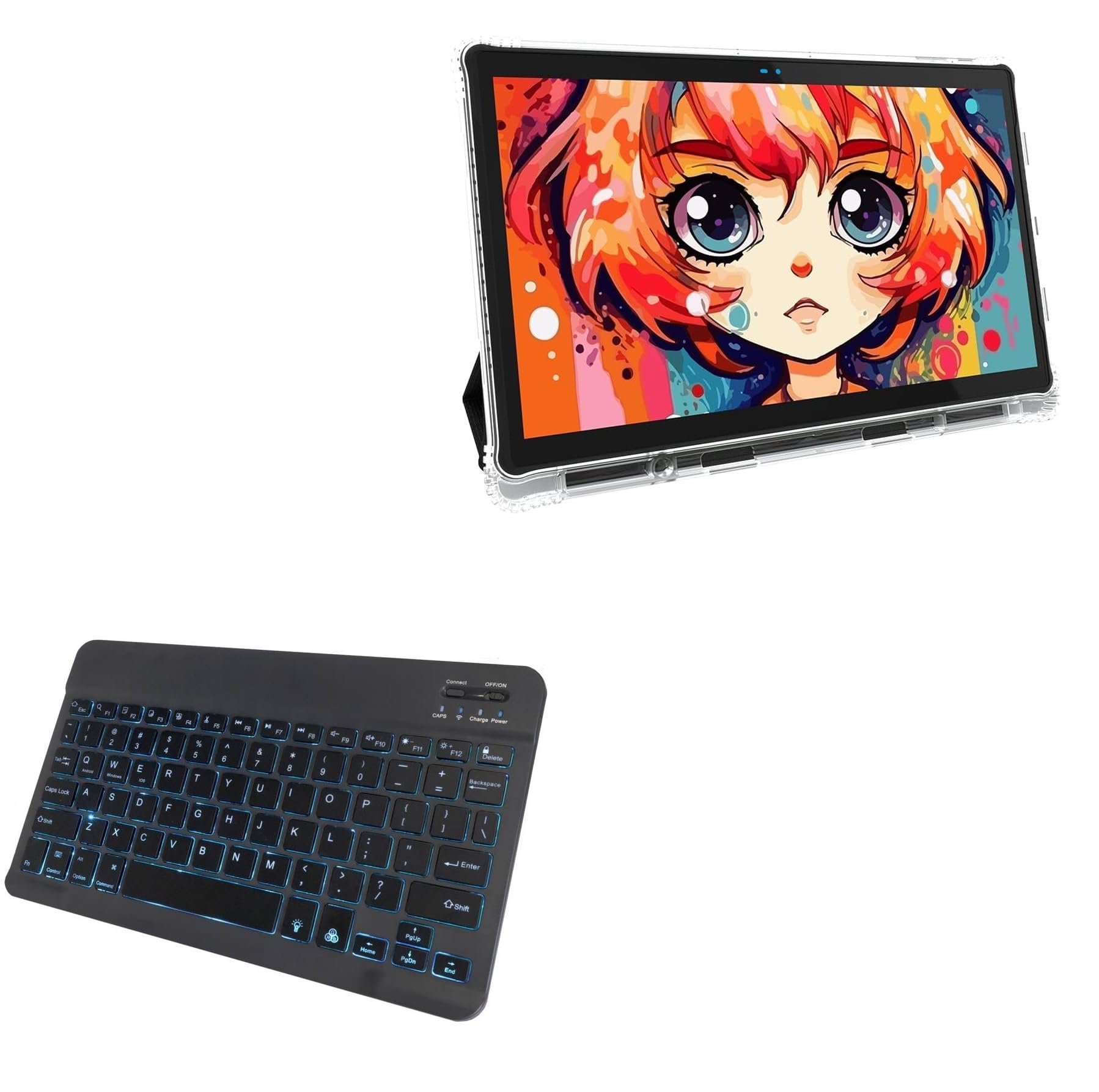 BoxWave Keyboard Compatible with Simbans PicassoTab X14 (14.1 in) - SlimKeys Bluetooth Keyboard - with Backlight, Portable Slim LED 7 Colors - Jet Black