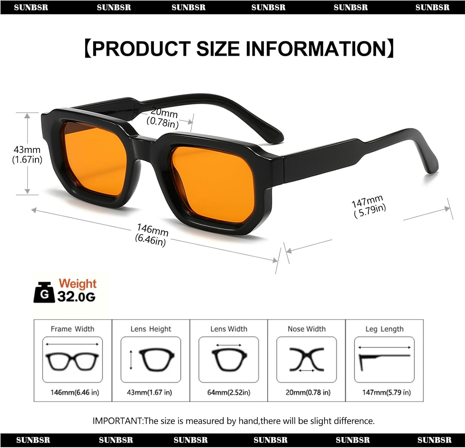 Retro Rectangle Sunglasses for Men Women Trendy Small Square Thick Frame Sun Glasses 90s Vintage Shades - Image 7