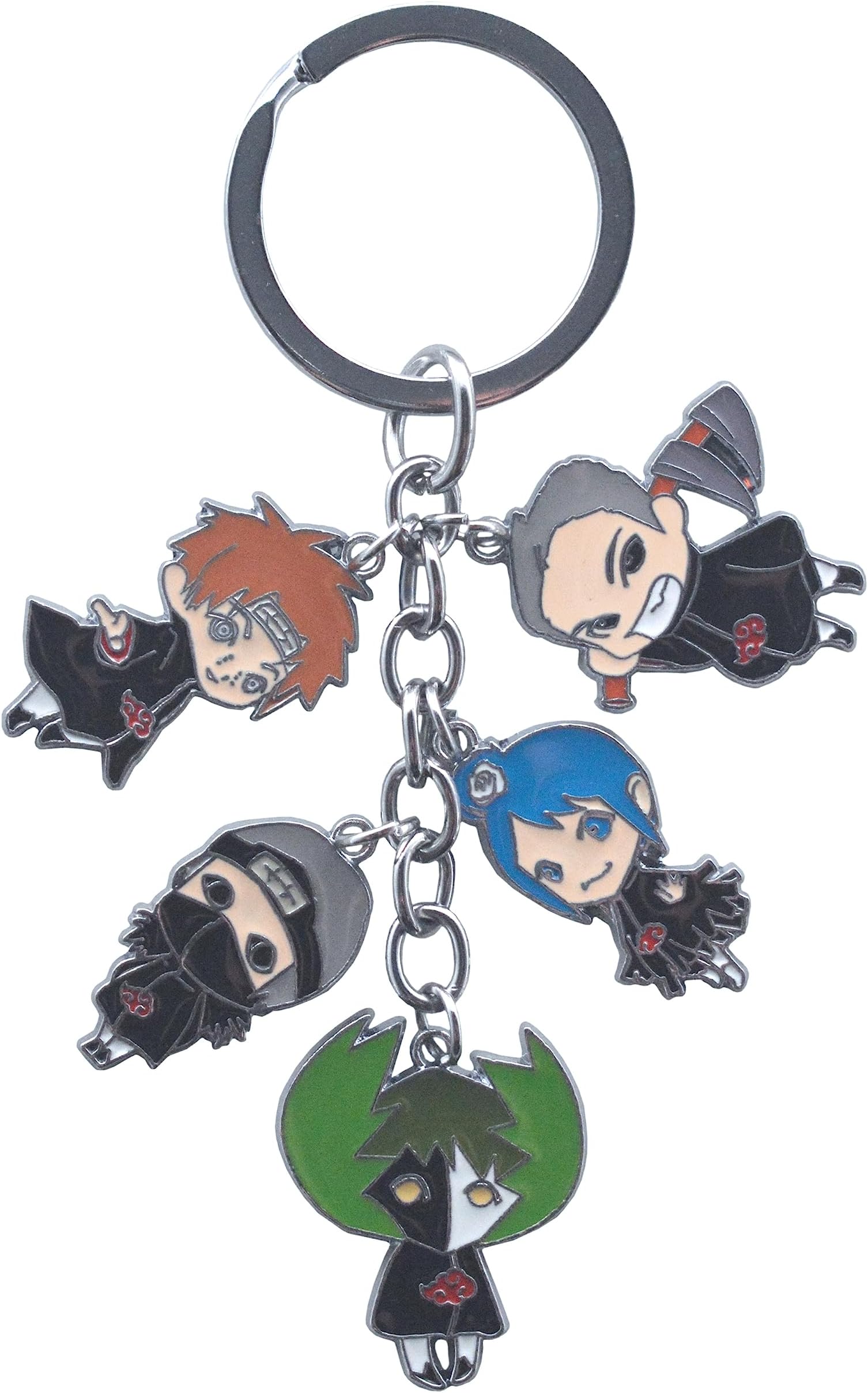 AmasukamiAnime Character Keychain: Konan, Hidan, Pain, Zetsu, Kakuzu (5-Piece, Multicolor, Alloy, Fade Resistant Color, Decorative, Unisex-Kids-Adults)