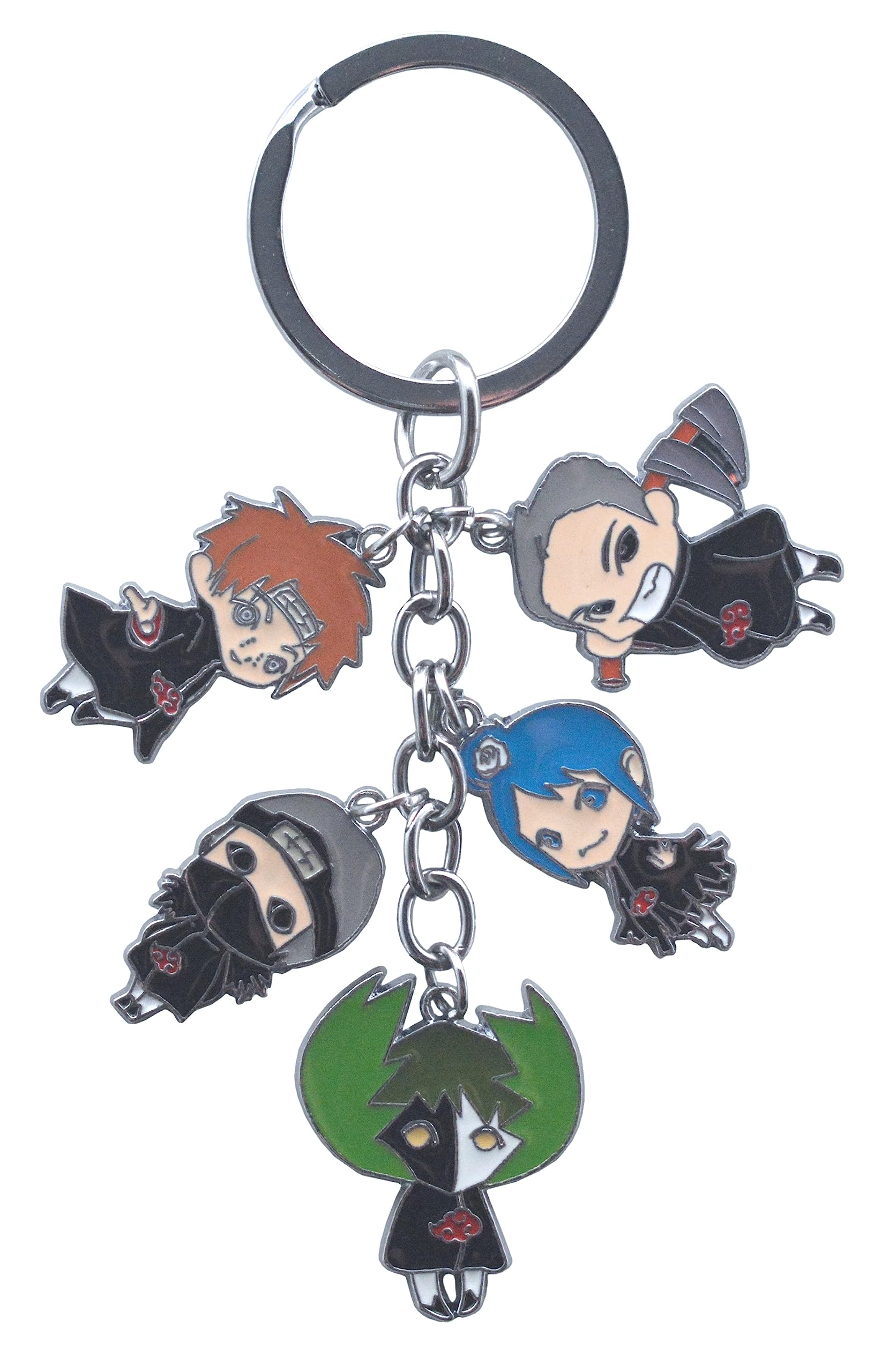 AmasukamiAnime Character Keychain: Konan, Hidan, Pain, Zetsu, Kakuzu (5-Piece, Multicolor, Alloy, Fade Resistant Color, Decorative, Unisex-Kids-Adults)