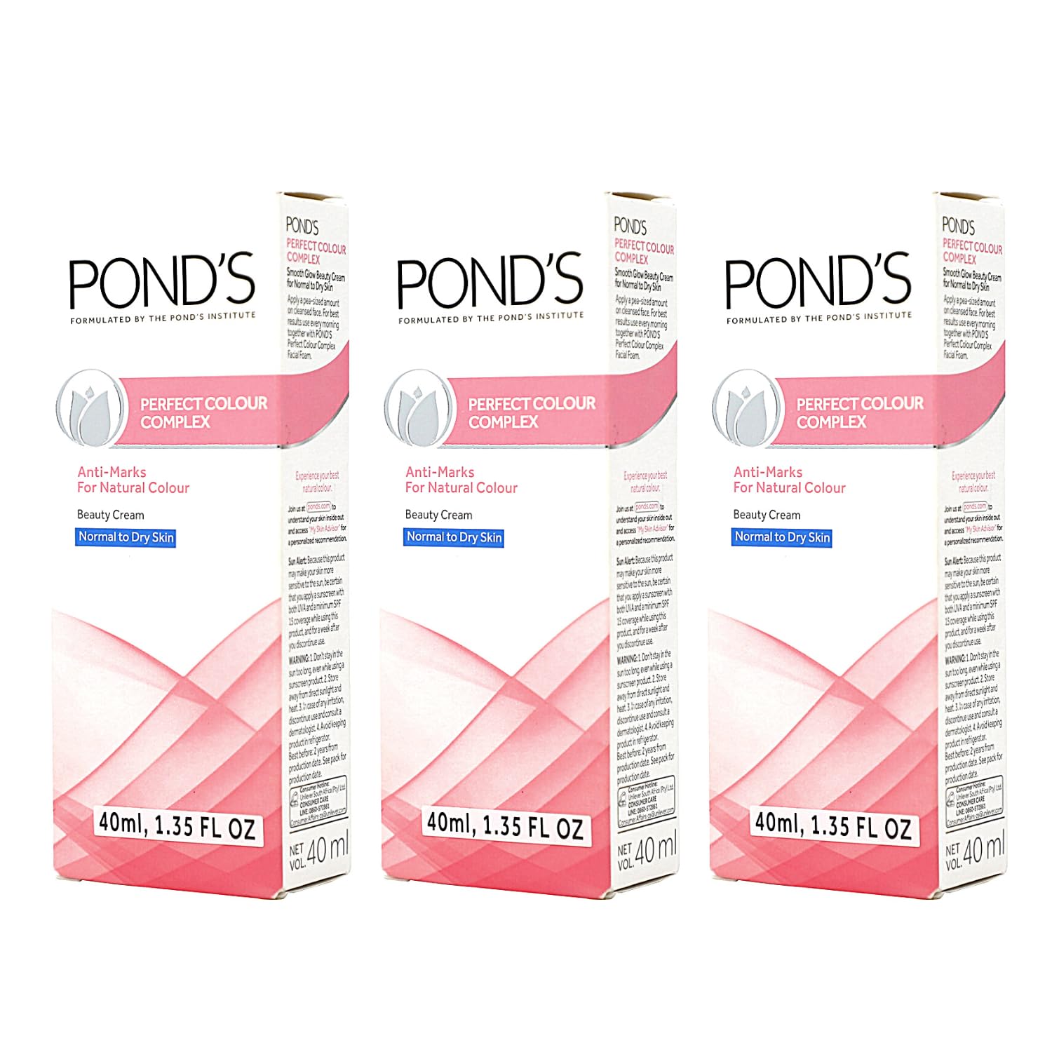 Pond’s Perfect Color Beauty Cream, Anti-Marks Beauty Cream and Moisturizer, Normal to Dry Skin, 3-Pack of 1.35 Fo Oz Each