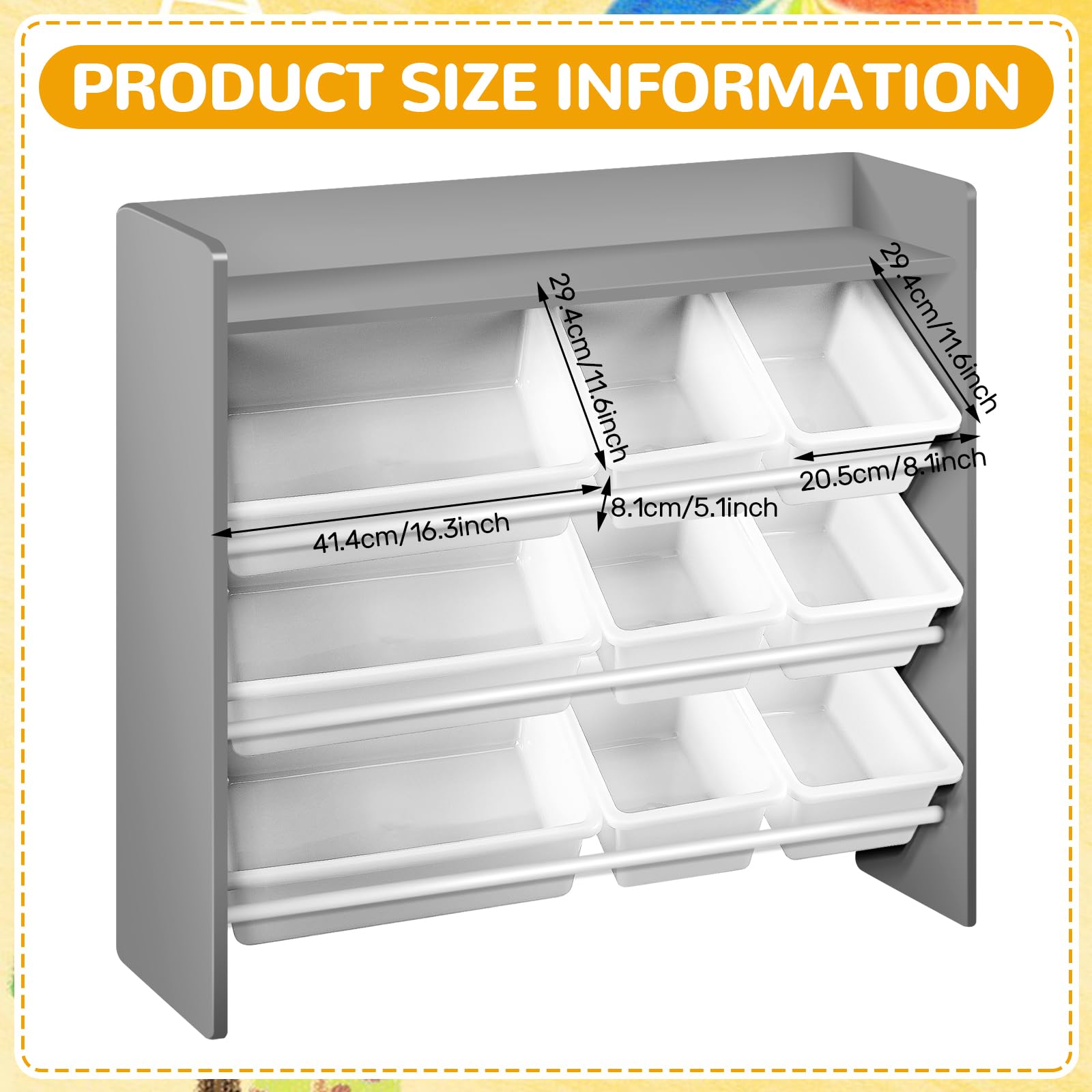 CroBlissful 9 Pcs Toys Storage Bins Plastic Storage Tray White Bins Include 3 Large and 6 Small Reliable Plastic Toys Organizer Baskets for Office Nursery Teacher Activity Book Organization