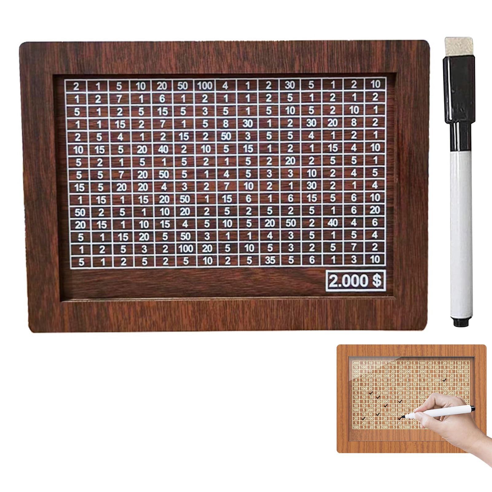 Amazon | MIULUIRIN 木製貯金箱 貯金箱 20000ドル 目標貯金 チャレンジボックス 再利用可能なアクリル製画板付き  男の子/子供へのギフト(色:A ブラウン、サイズ:A 2000ドル) | 貯金箱 | おもちゃ