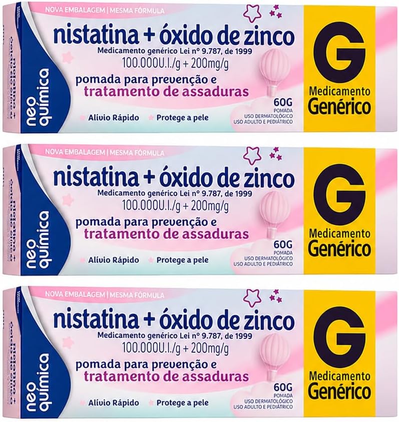Kit 3 unidades Pomada Para Prevenção e Tratamento de Assaduras 60 g