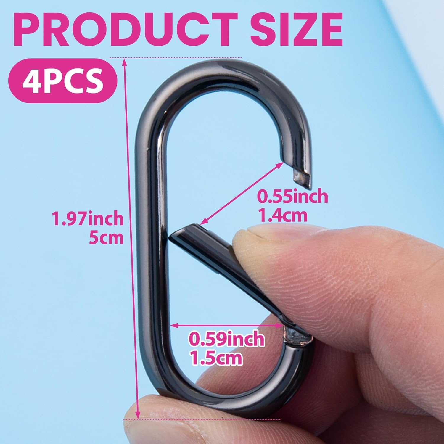 Snap Oval Carabiner Keyring, Heavy Duty Metal Spring Keychains Clips, Flexible Opening O Ring Buckle Clasps - Image 2