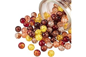 PH PandaHall 200pcs Spray Painted Crackle Glass Beads 8mm Autumn Baking Painted Beads for Jewelry