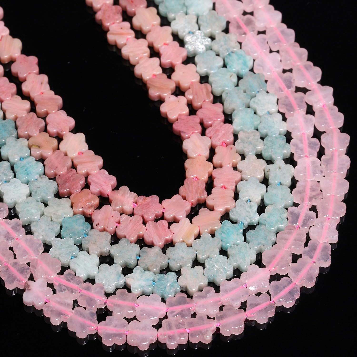 Songxi 60pcs 6mm Rose Plum Blossom Natural Stone Beads for Jewelry Making, Smooth Loose Flower Shape Gemstone Beads for Bracelets Necklace Earrings Making Supplies - Image 7