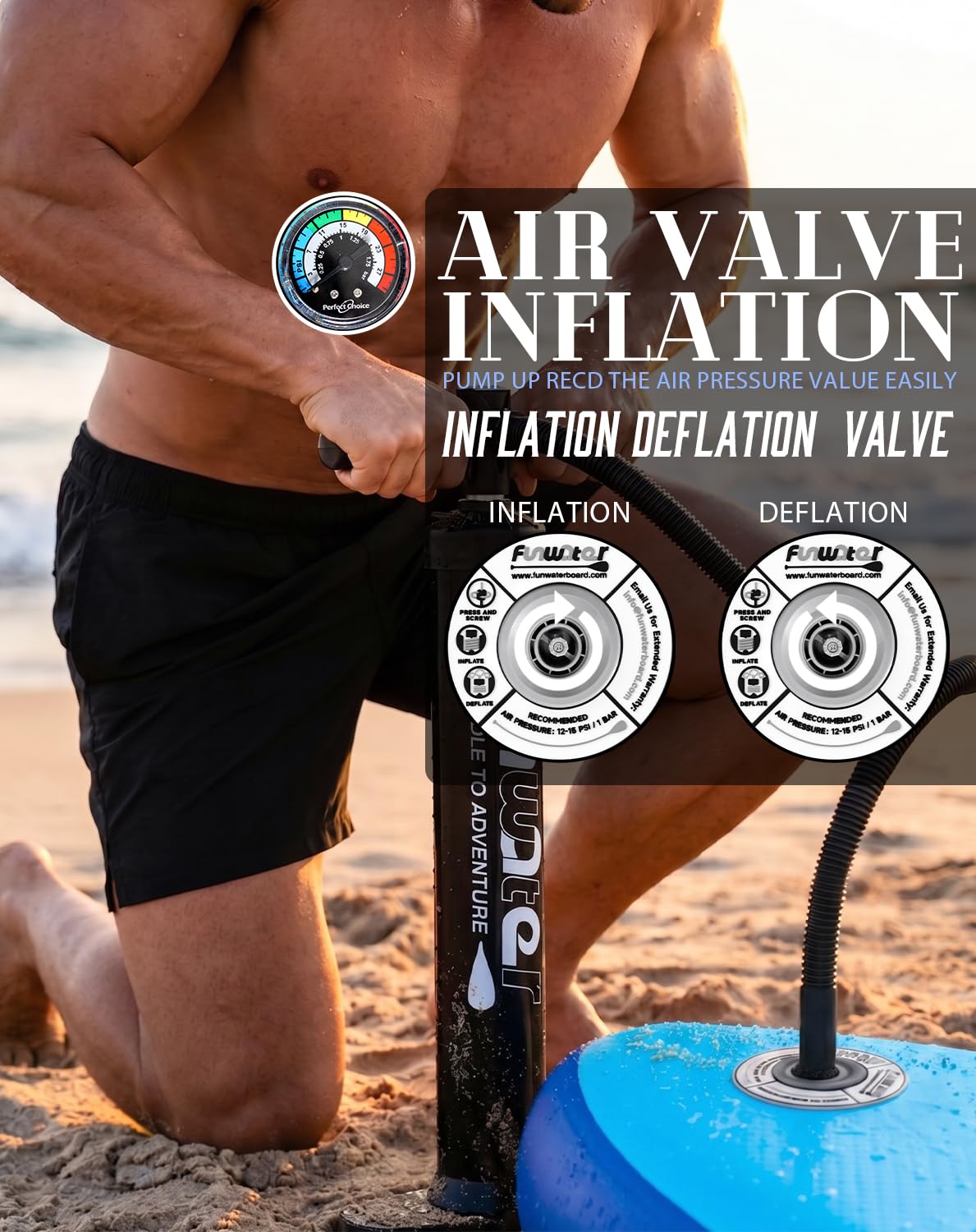 FunWater Sup Inflable Ultraligero (17.6 Libras) para Todos los Niveles de Habilidad, Todo Incluido con Tabla de Remo de pie, Pala Adj, Bomba, Mochila de Viaje ISUP, Correa, Bolsa Impermeable