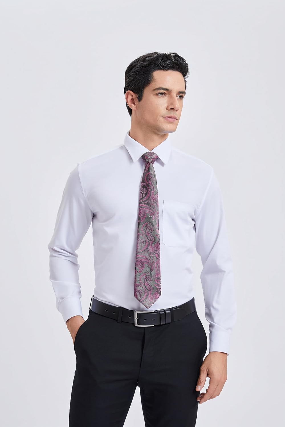 Enlision Ties for Men Paisley Plaid Necktie with Pocket Square Cufflinks Clip Set Formal Business Wedding Prom - Image 7