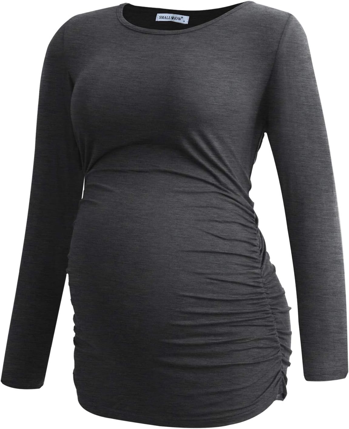 Smallshow Women's 4 Pack Maternity Shirts Long Sleeve Ruched Pregnancy Clothes Tops - Image 3