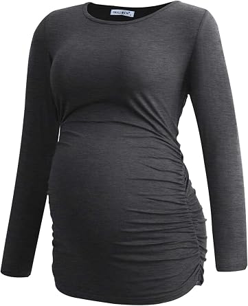 Smallshow Women's 4 Pack Maternity Shirts Long Sleeve