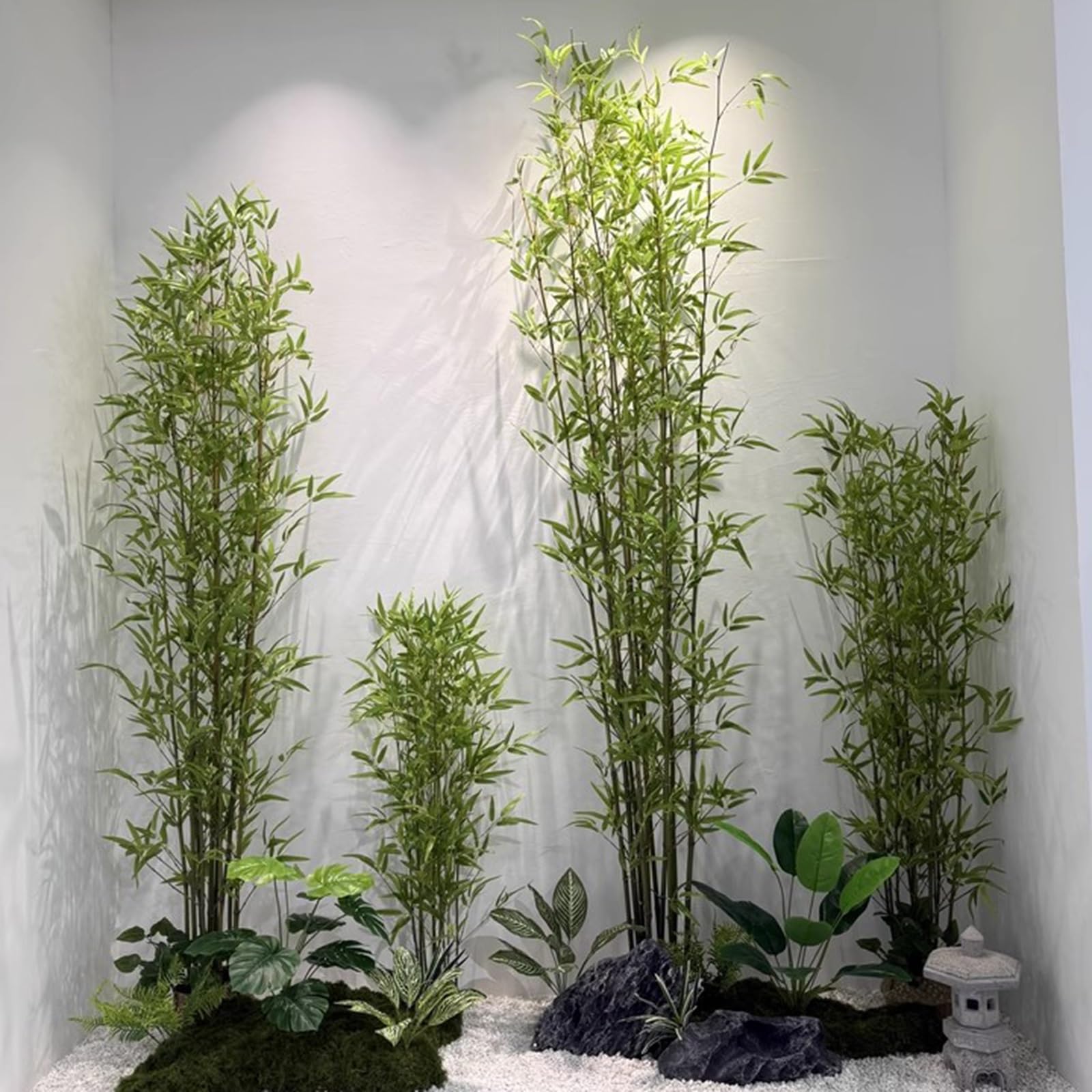 Bambú Árboles Artificiales Planta Artificial de bambú con Troncos y Hojas, 3 4 5 6 ft Árbol de bambú Artificial de simulación para Exterior Interior(14pcs,3.3ft/39.4in/1m)