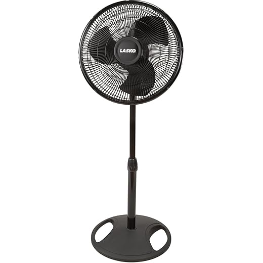 Lasko 16 Inch Oscillating 3 Speed Adjustable Pedestal Stand Fan, Black (2 Pack)