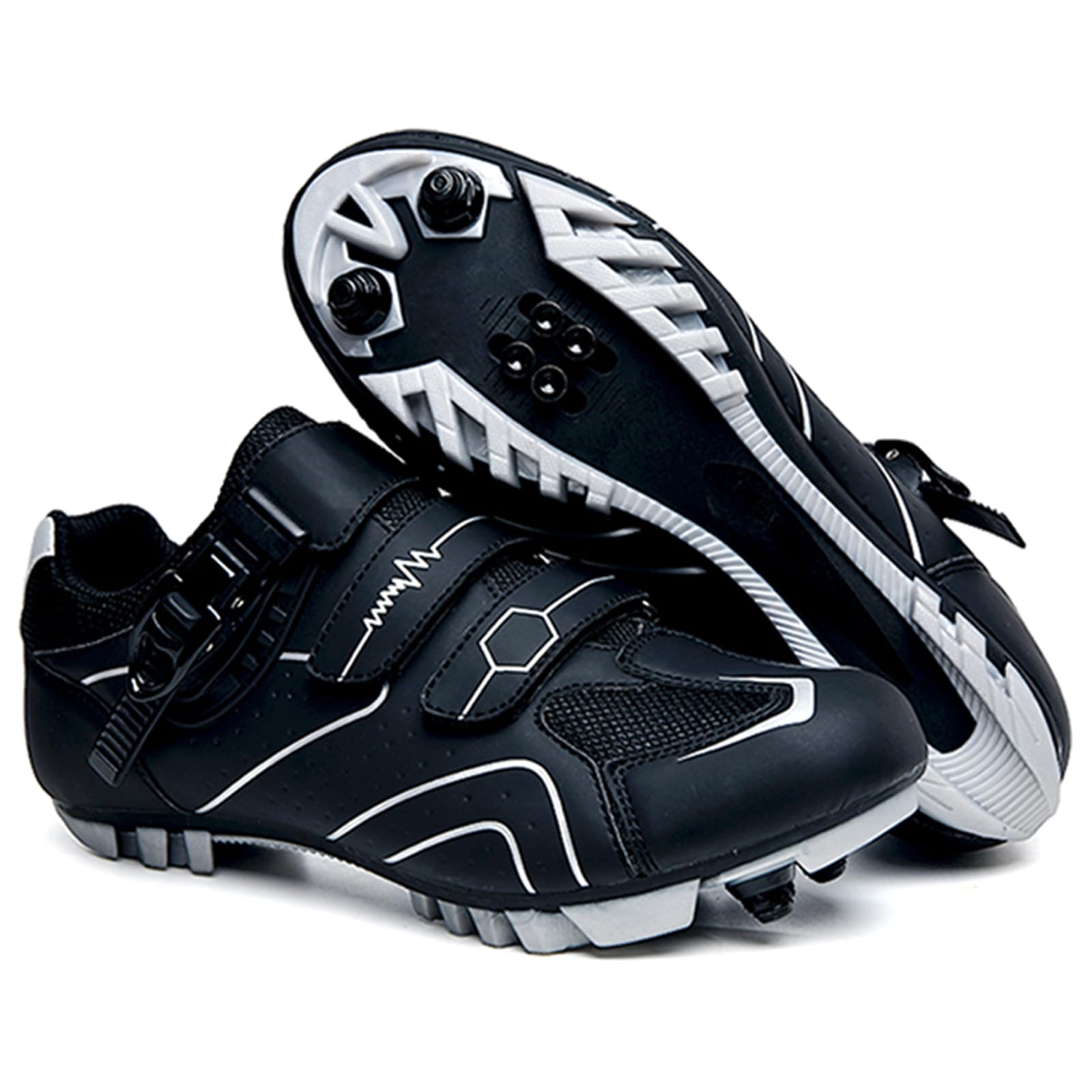 Herren MTB Cycling -Schuhe Mountainbikeschuhe kompatibel mit 2-Bolzen-SPD-Stollen Innen im Freien Fahrradschuhe mit schneller Schnalle