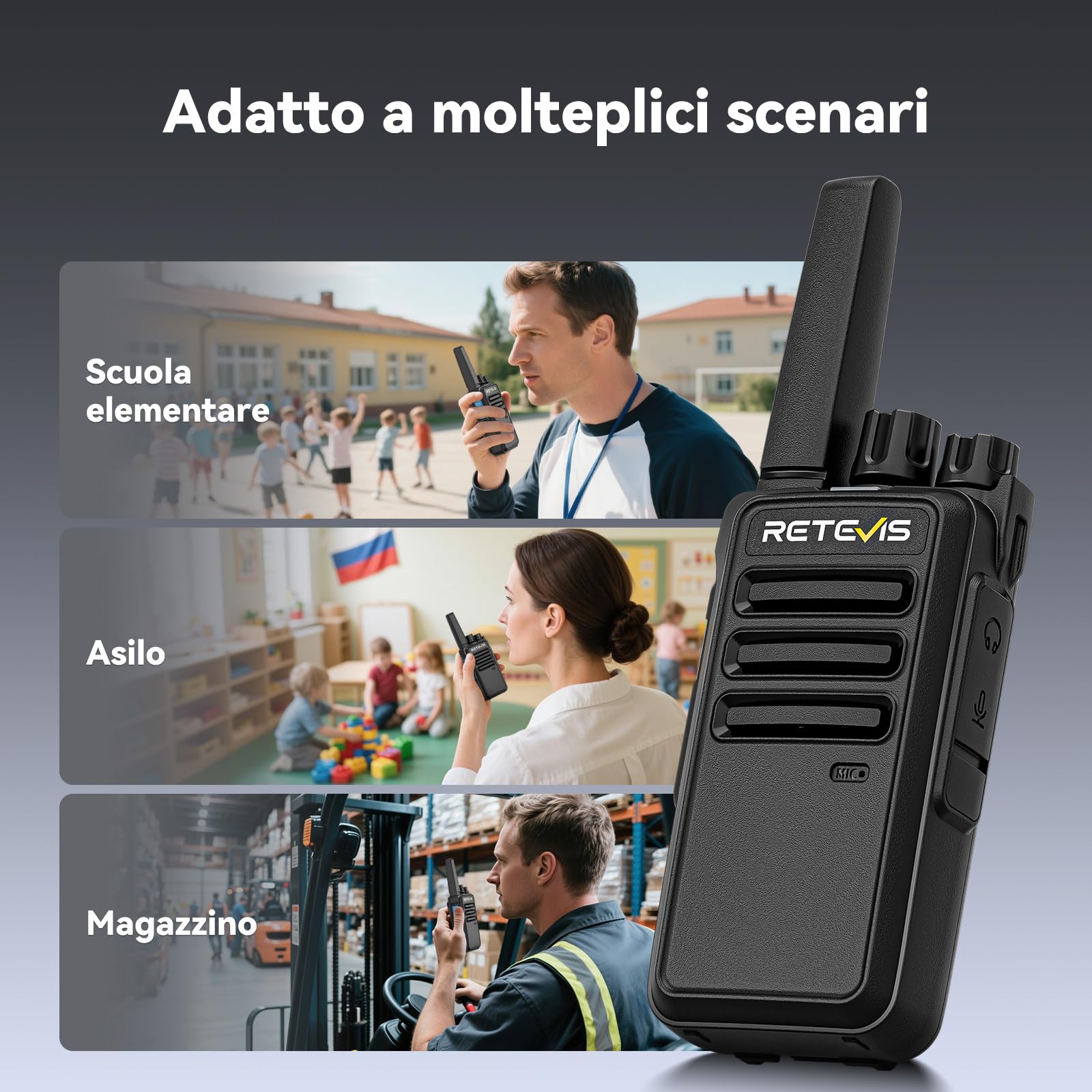 Retevis RT668D Walkie Talkie PMR 446 con Doppia Modalità Digitale e Analogica, Ricaricabile 2000mAh Tipo-C, Chiamata di Gruppo, 256 Canali, Ricetrasmittenti DMR per Negozi e Scuole (confezione da 2)