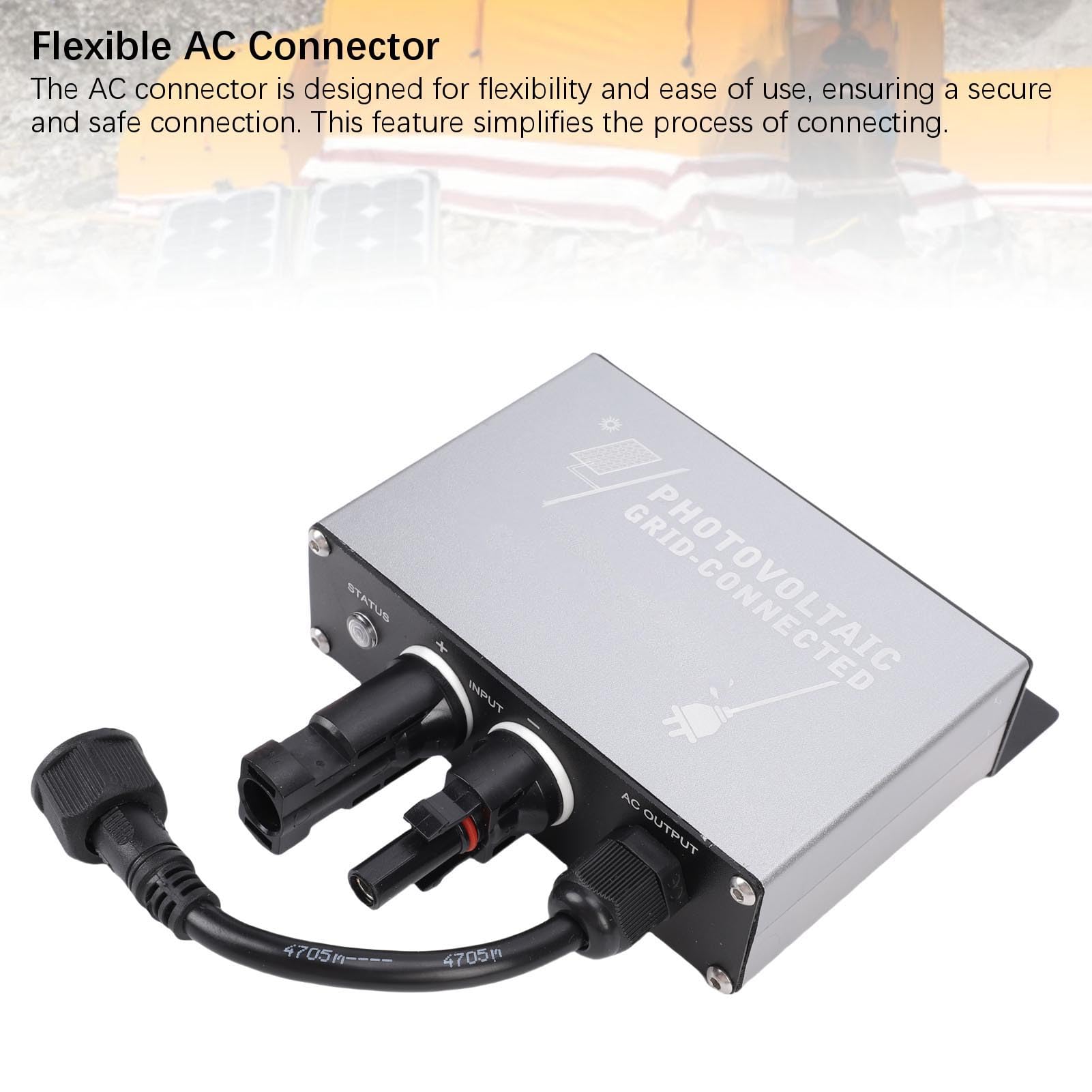 Inversor de Conexión a Red Solar a Prueba de Agua IP45 100W 12V 24V Microinversor de Aleación de Aluminio con Conector CC Estándar, Protección contra sobre/bajo Voltaje para Uso en Interiores