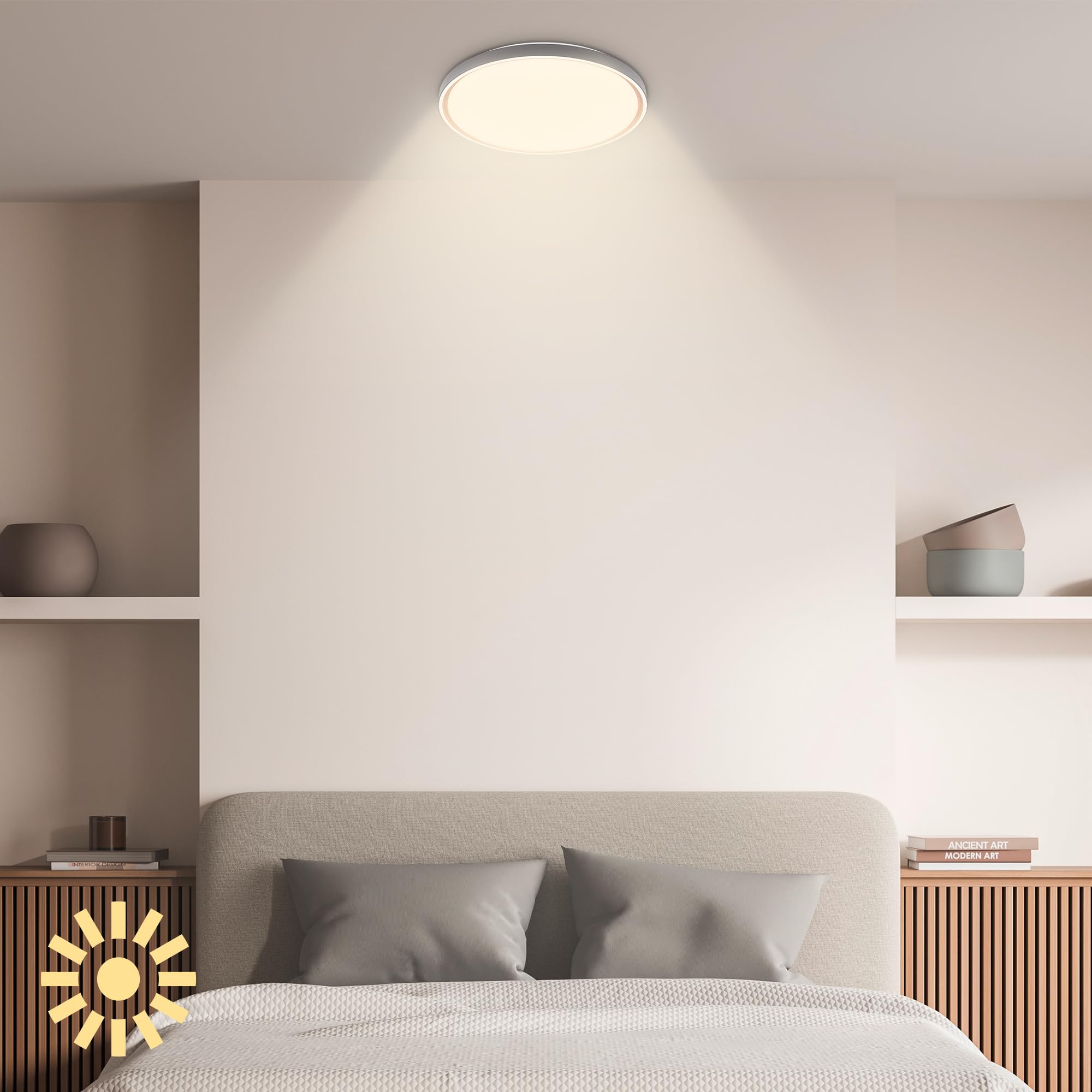 BRILONER - Lampa sufitowa LED z pilotem zdalnego sterowania, możliwość ściemniania, CCT ciepła do zimnej bieli, żyrandol do salonu, sypialni, oprawa sufitowa, kuchnia, 49 x 6,5 cm, antracyt