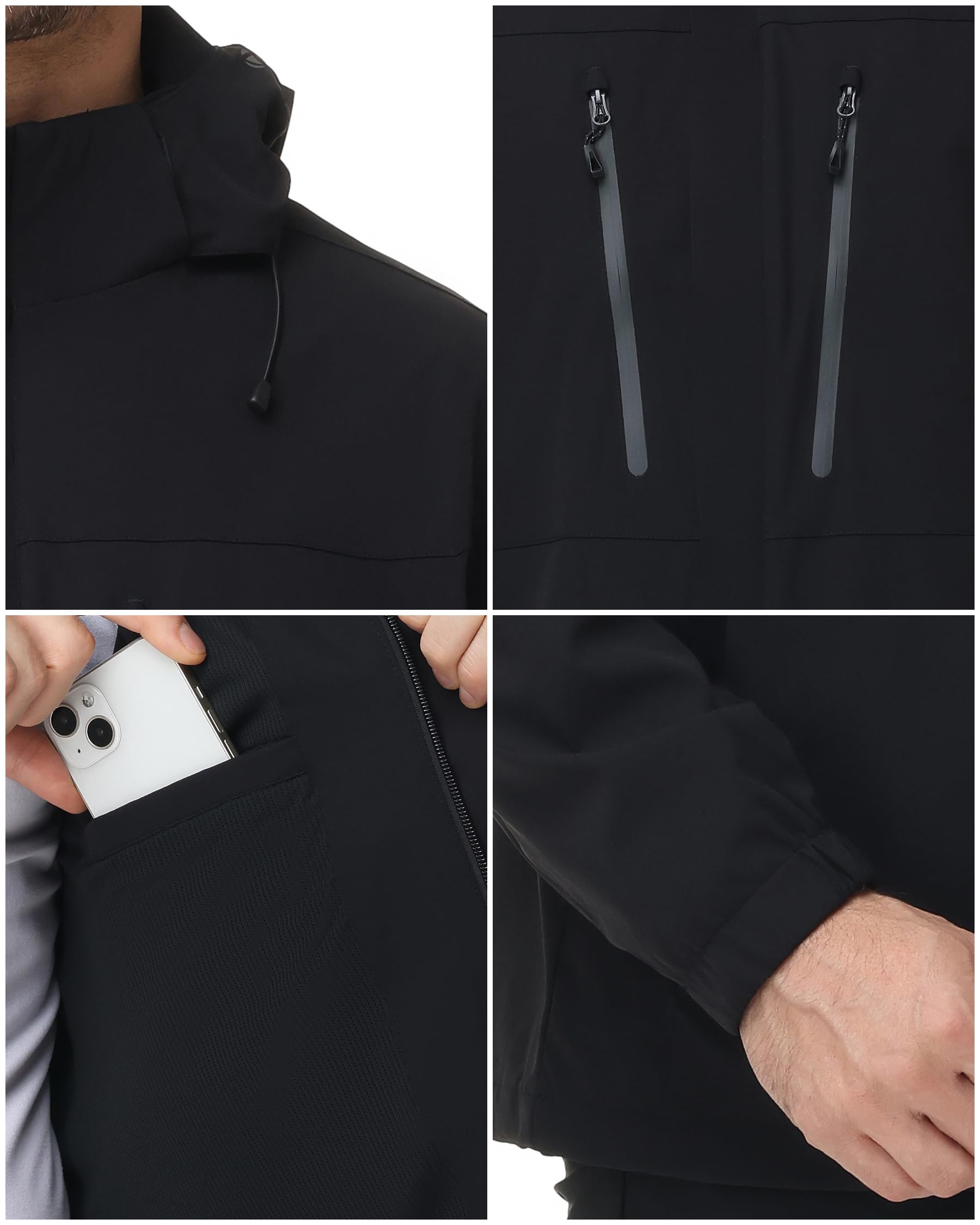 8000mm H2O Veste de Pluie Imperméable avec Capuche Amovible Respirant Coupe-Vent Mode Imperméable pour Golf Randonnée