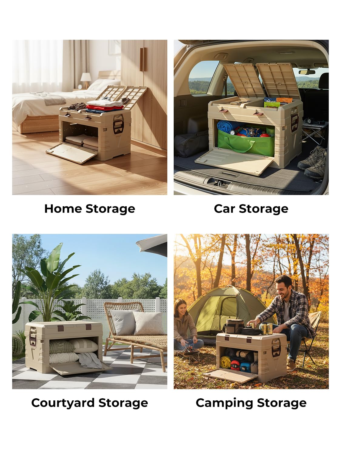 solarplay Faltbare Aufbewahrungsbox 60L mit Deckel, Extra Große Faltbox mit Verstärktem Rahmen, Platzsparend Zusammenklappbar für Auto, Camping, Haushalt & Garten (57.5 x 22 x 40.5cm)