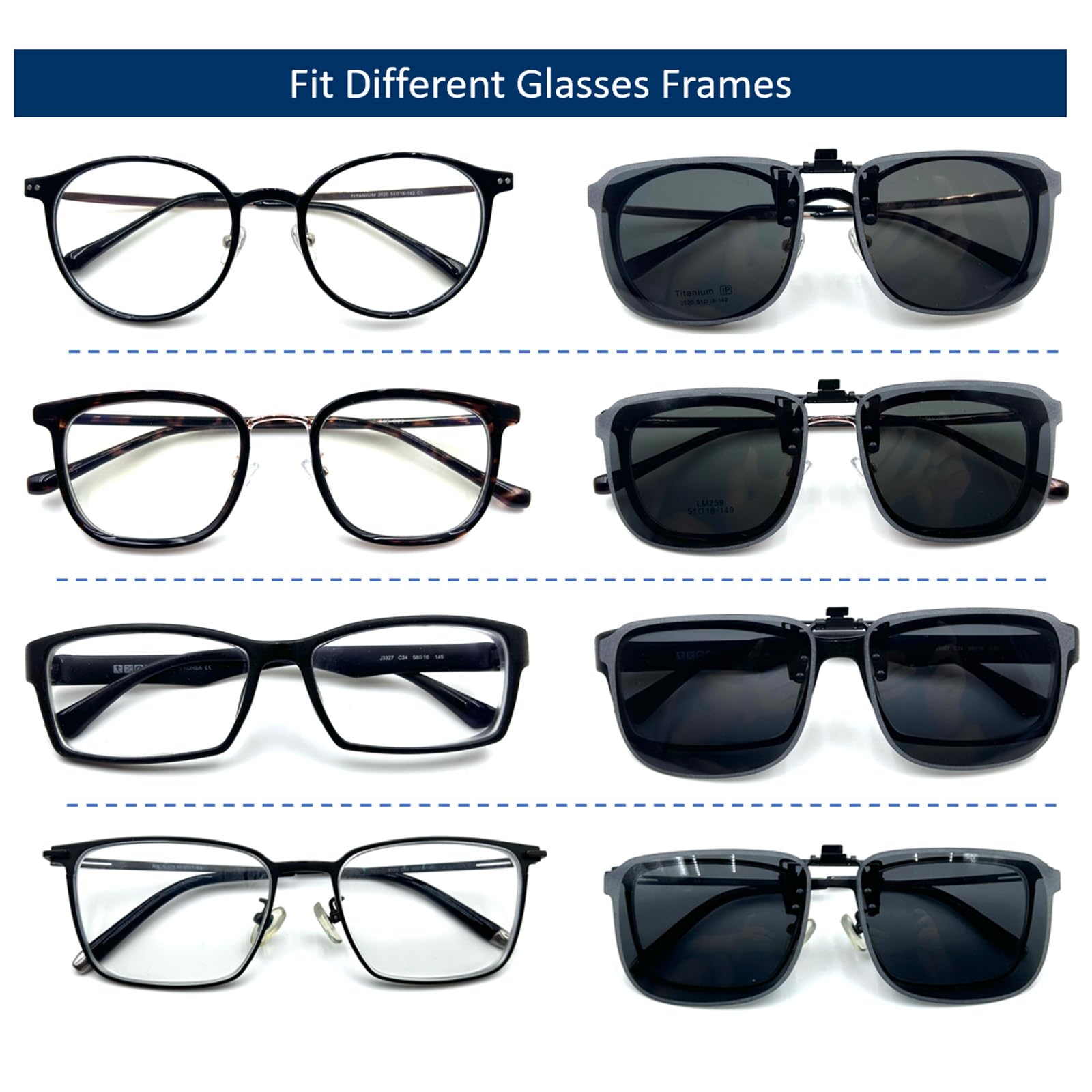 Sonnenbrille zum Anklippen, polarisiert, blendfrei, UV-Schutz, Brille für Männer und Frauen