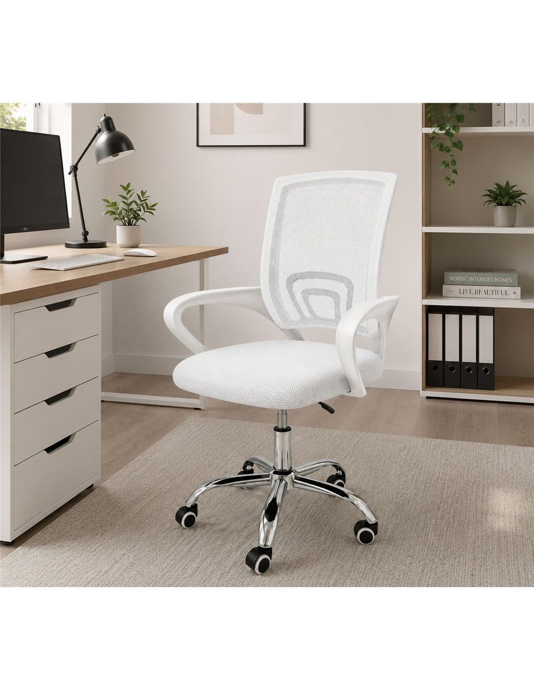 Jardin202 - Silla de Oficina ergonómica Transpirable Nexus | Soporte Lumbar Activo | Despacho y Hogar | (Blanca)