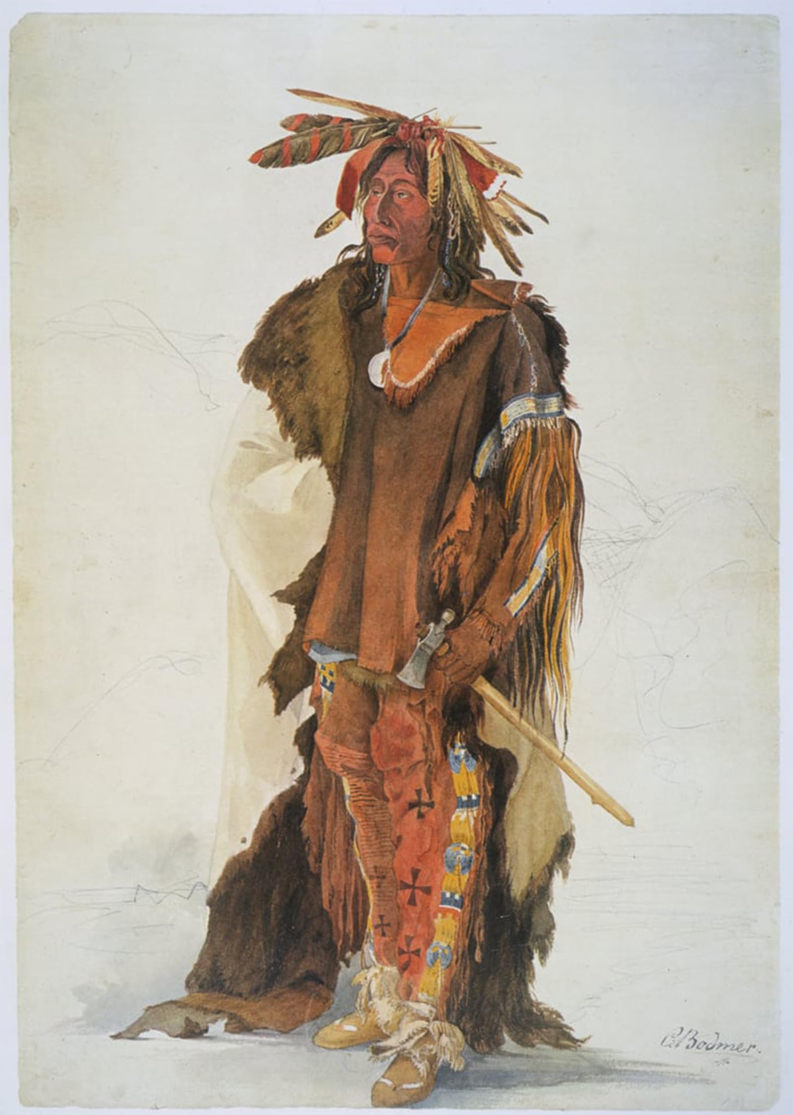 POSTERIIk Vintage Art Print Images Pictures Print Wahktageli a Sioux by Karl Bodmer Modern Colour Posters for Office Home Decor 60x90cm