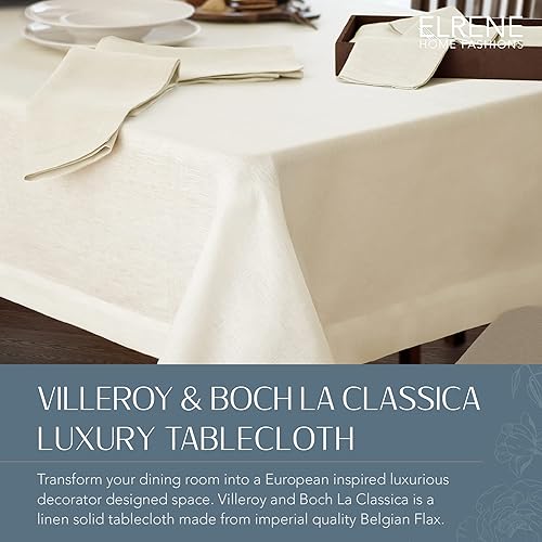 Miniatura 2 de Elrene Home Fashions Villeroy & Boch La Classica - Mantel de lino, ideal para comidas formales o uso diario, 70 x 96 pulgadas, color marfil