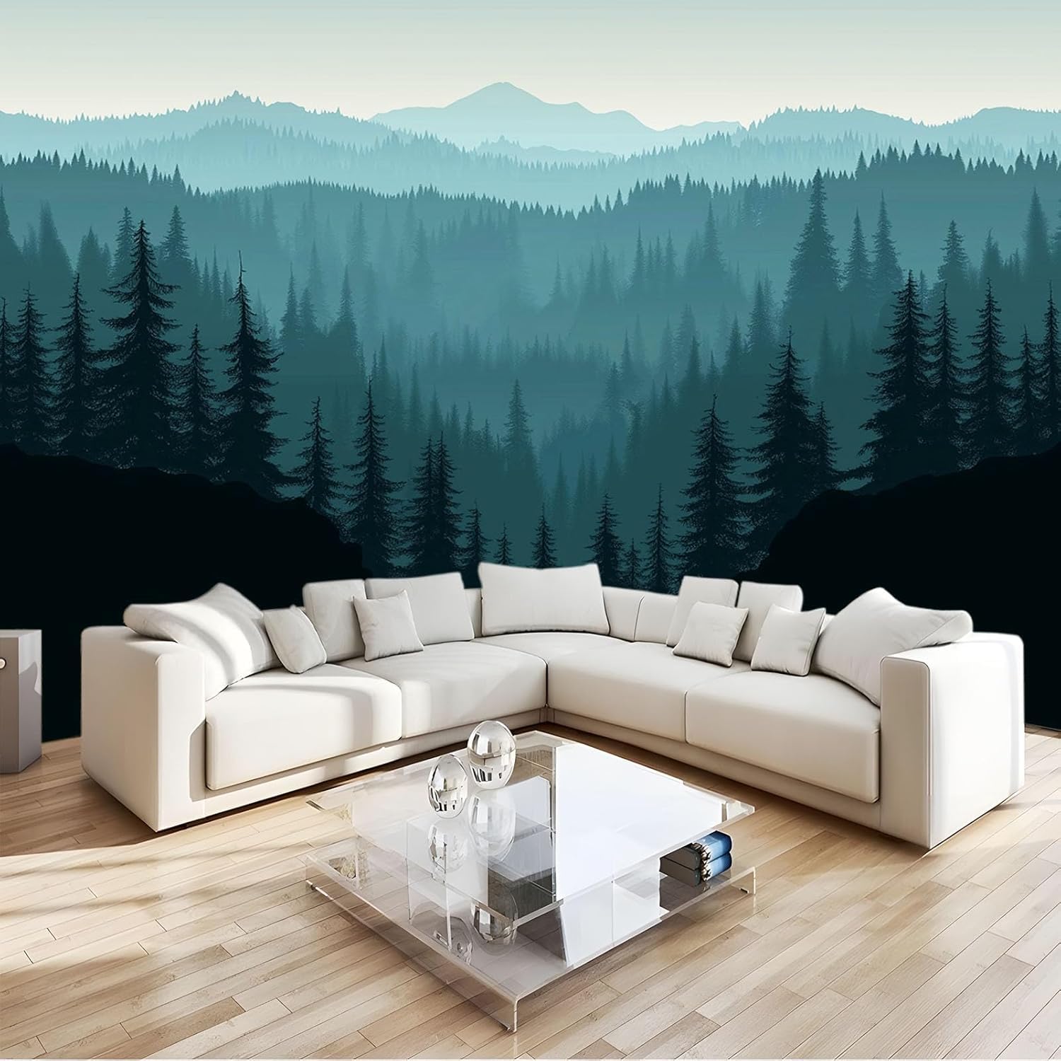 Papier peint forêt 3D auto adhésif pour salon et chambre